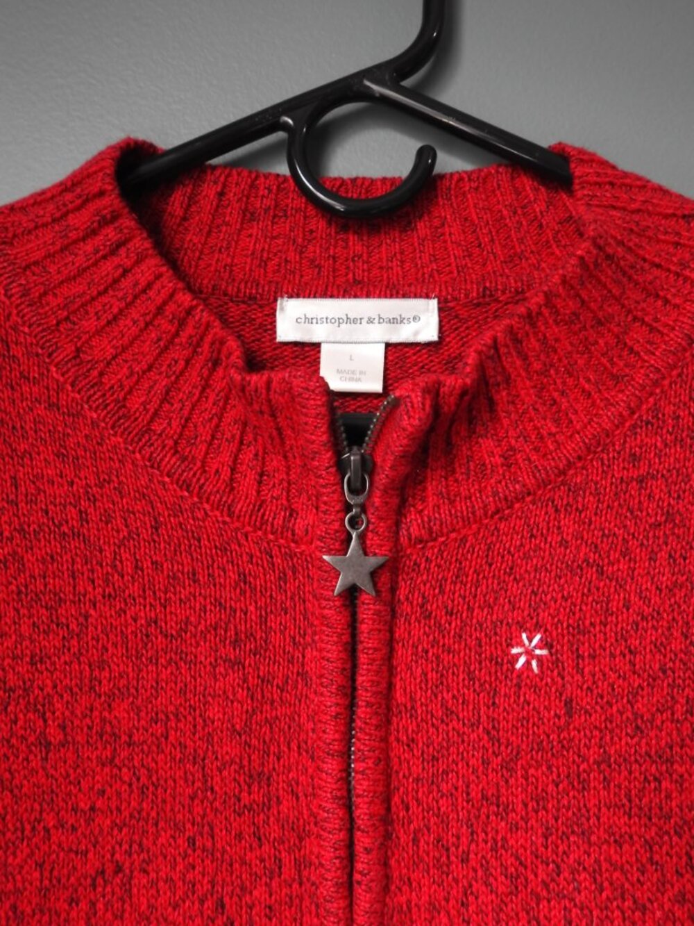Christopher & Banks Christmas Holiday Full Zip Knit Sweater Cardigan Large - Picture 4 of 8